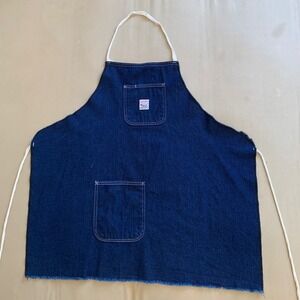 Pointer Brand Denim Blue Work Short Apron Raw Hem Pockets Lightweight 28" Long